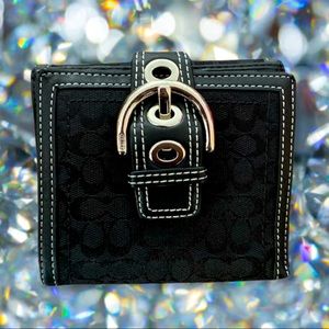 Coach Wallet Classic Black Fabric w Leather Trim coach wallet coach wallet coach